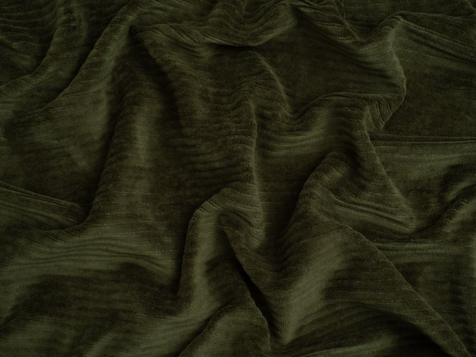 Minerva Core Range 4 Wale Velour Rib Stretch Knit Cord Fabric Olive Green