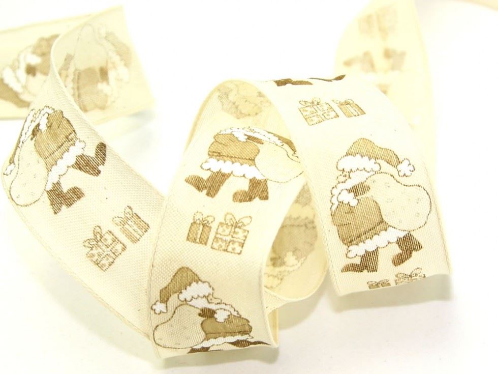 Cream Father Christmas Ribbon