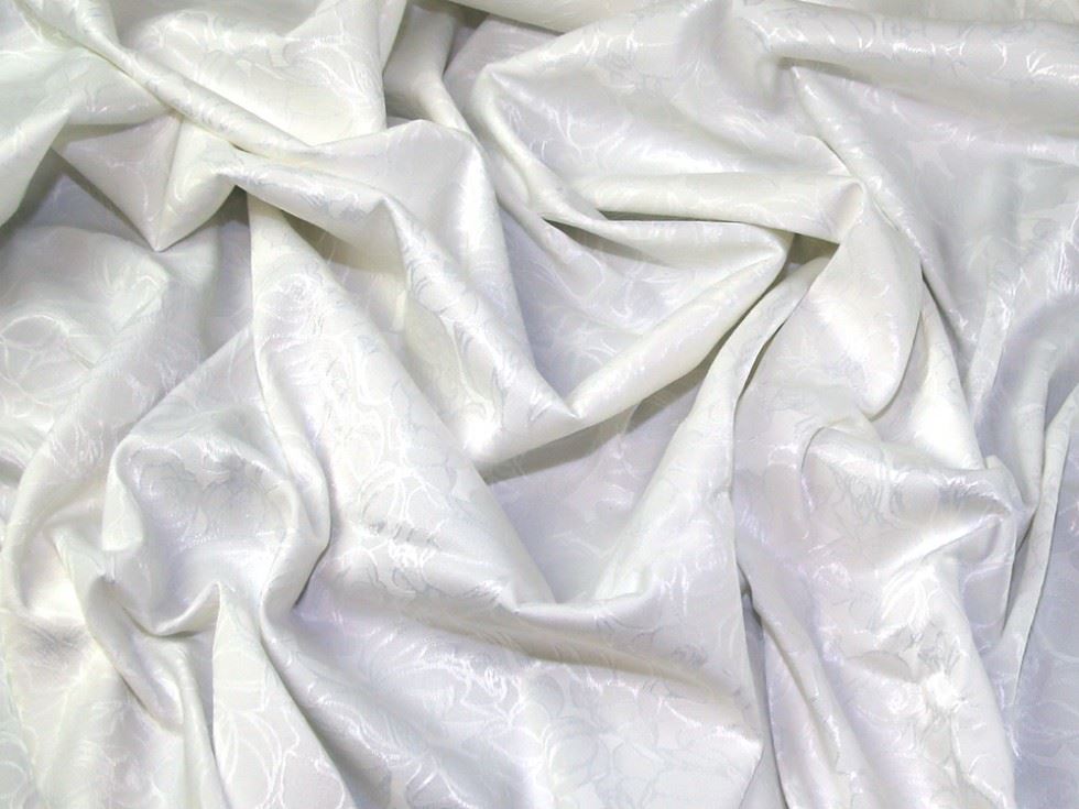 Deadstock Rose Bud Stretch Woven Jacquard Fabric Ivory
 