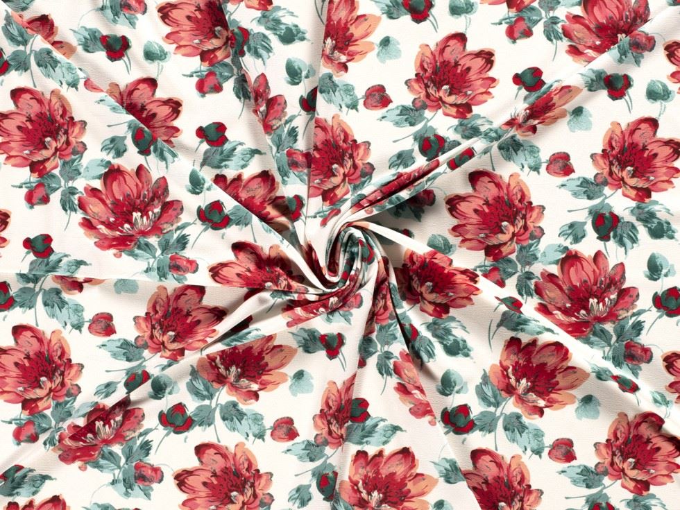 Stretch Woven Polyester Crepe Fabric White
 