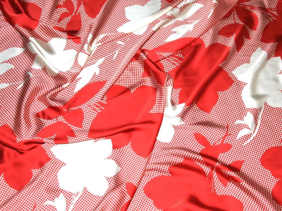 John Kaldor Cassandra Charmeuse Silky Satin Fabric Red & Cream
 