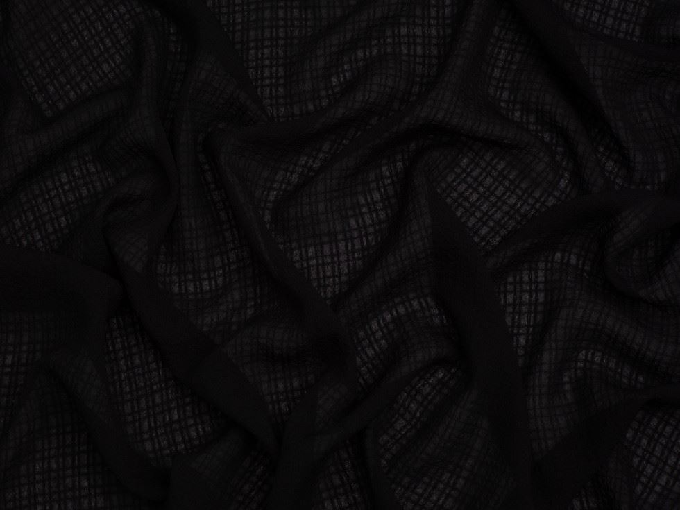 Minerva Core Range Crinkle Texture Seersucker Voile Fabric Black
 