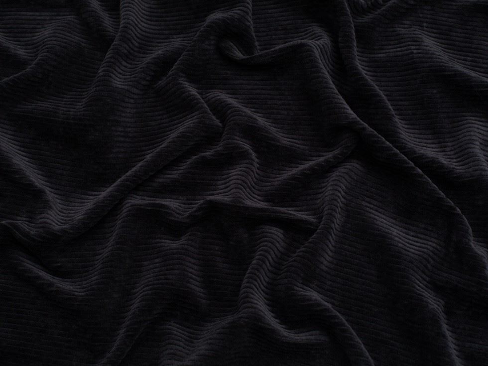 Minerva Core Range 4 Wale Velour Rib Stretch Knit Cord Fabric Navy Blue
 