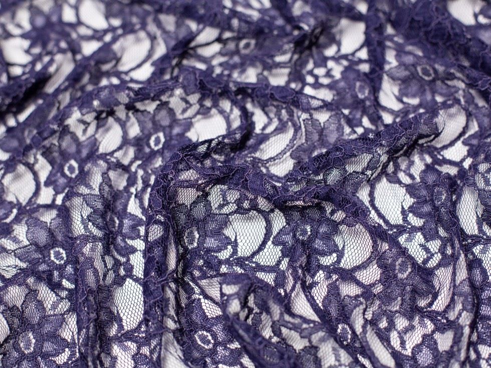 Dark Purple Delicate Stretch Lace Fabric