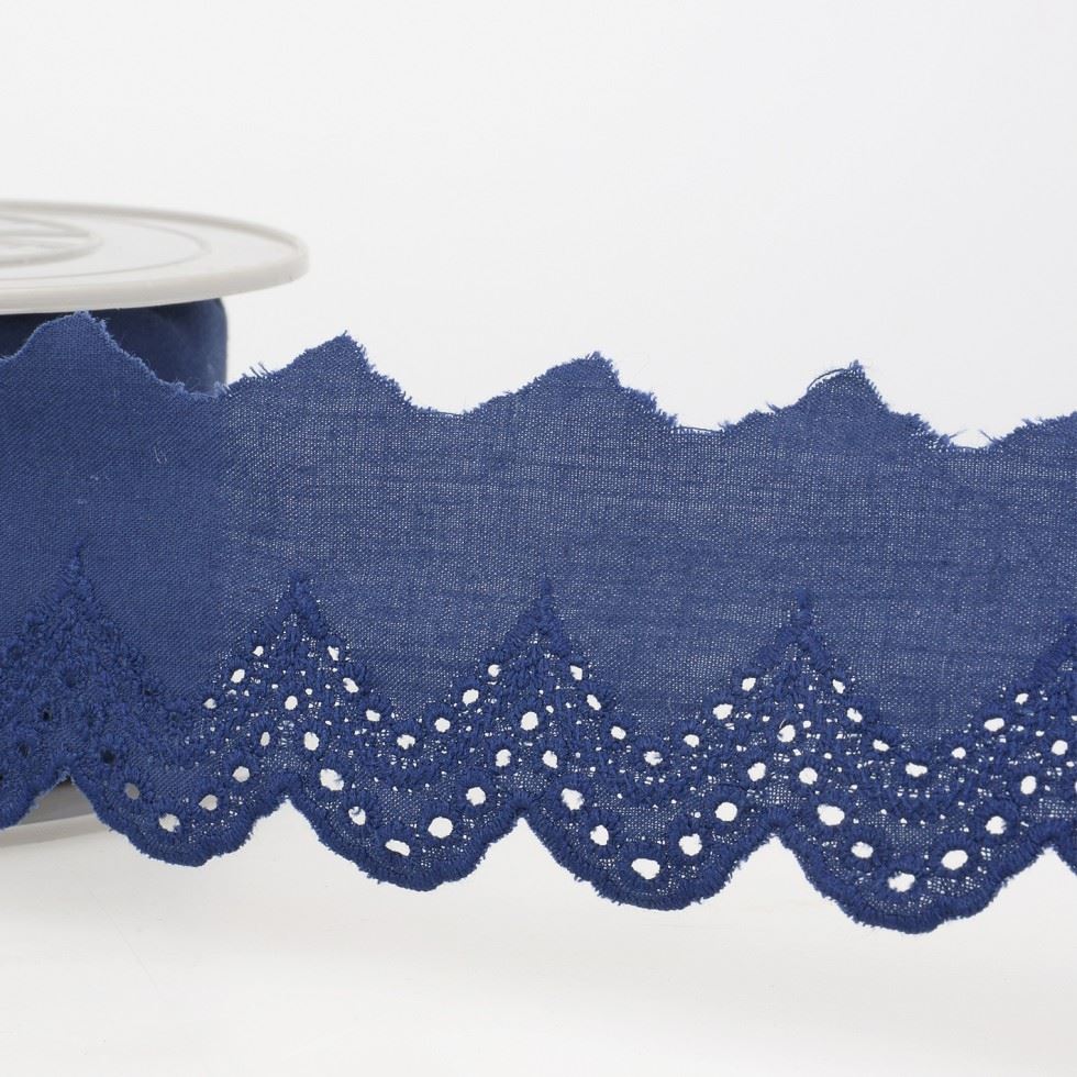 Stephanoise Eyelet Lace Trim Navy Blue
 