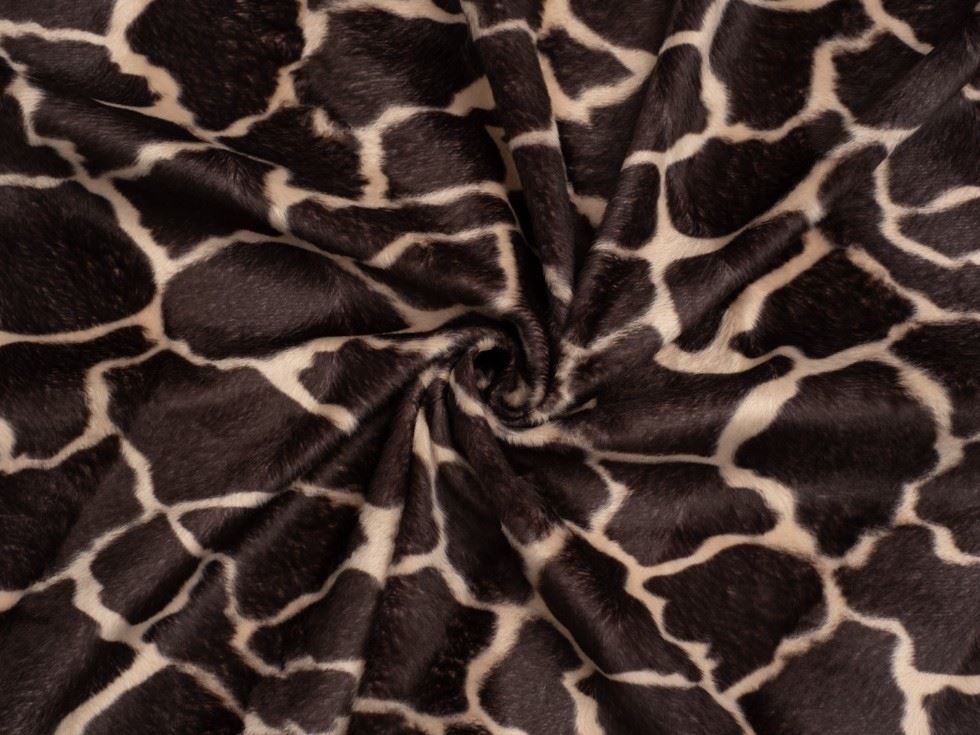 Minerva Core Range Dark Brown Giraffe Velboa Faux Fur Fabric