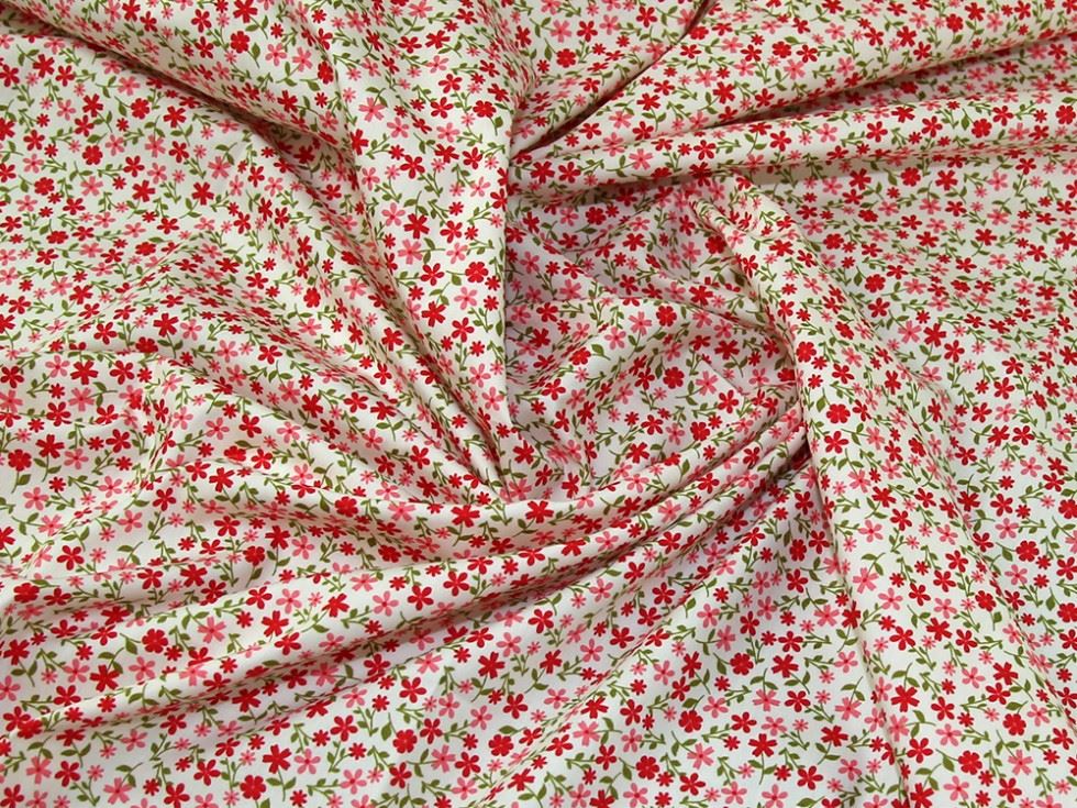 Rose and Hubble 100% Cotton Poplin Fabric Coral & Red
 