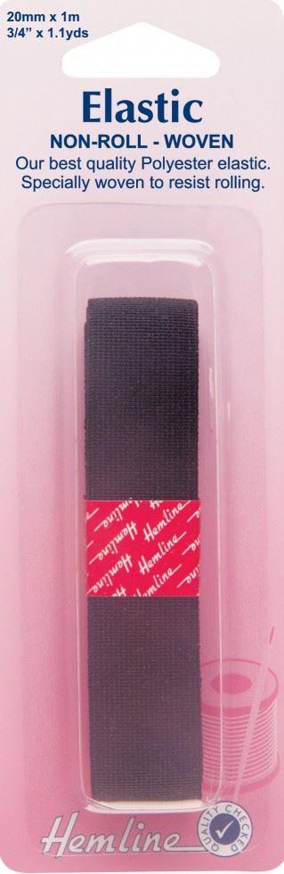 Hemline Black Non Roll Elastic