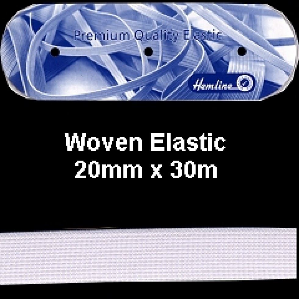 Hemline Flat Woven Elastic White
 