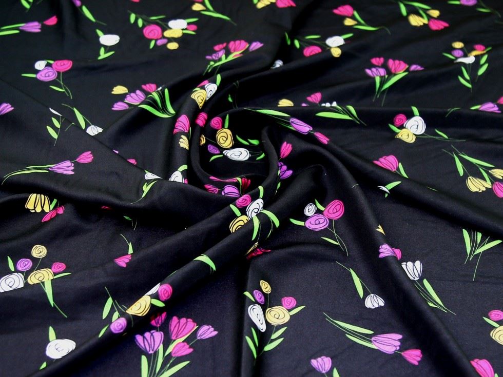 John Kaldor Crepe De Chine Fabric Black
 