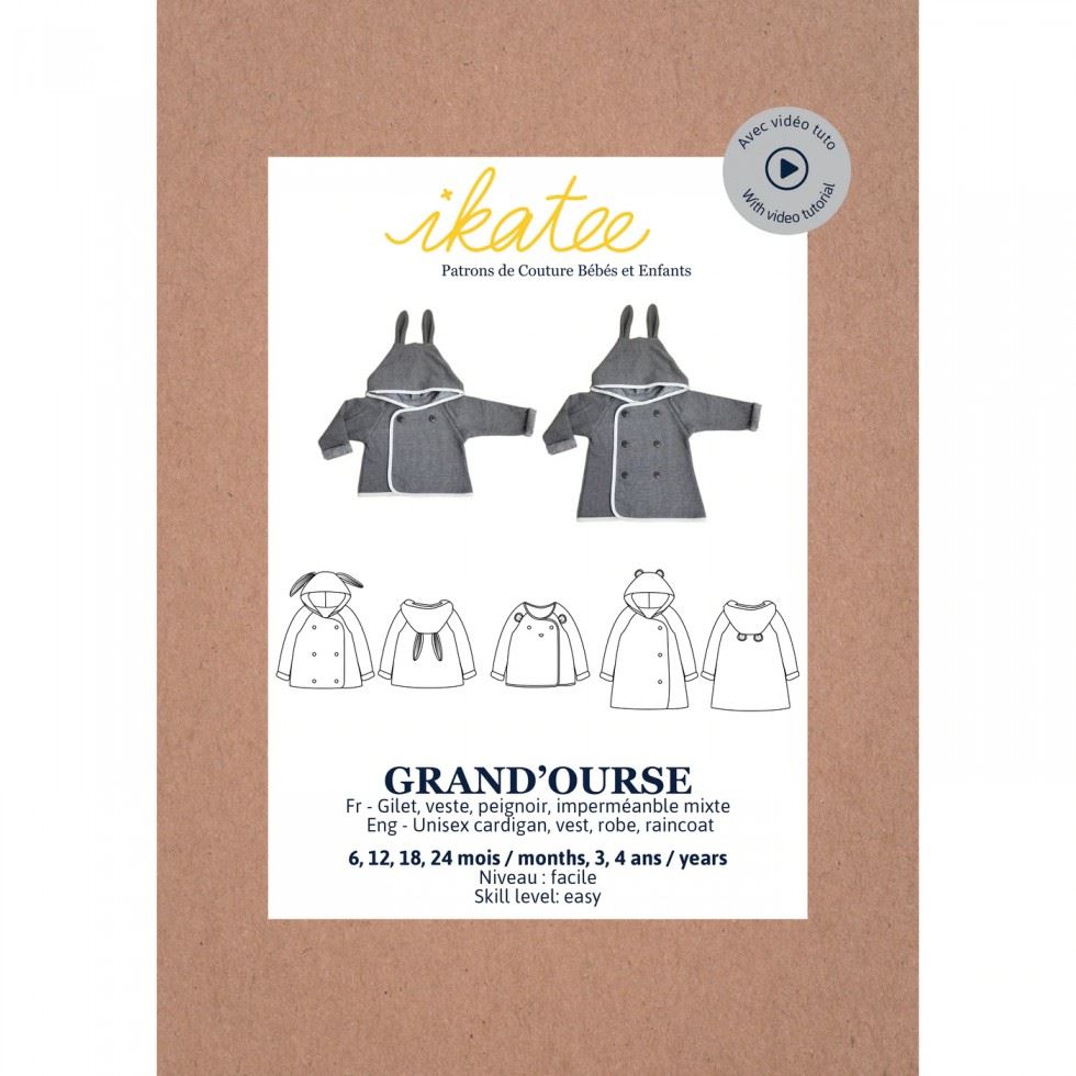 Ikatee Sewing Pattern Baby Grandourse Cardigan