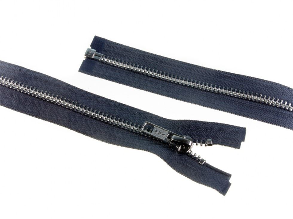 Ykk Silver Metal Open End Zips Mid Grey