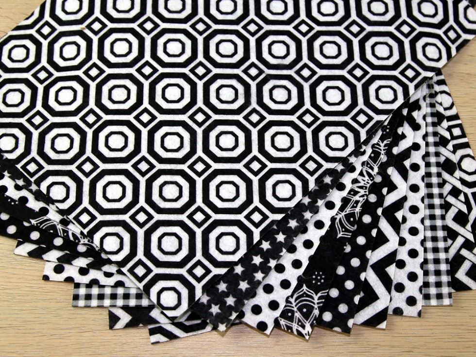 Camelot Fabrics Black & White Stiff Felt Fabric