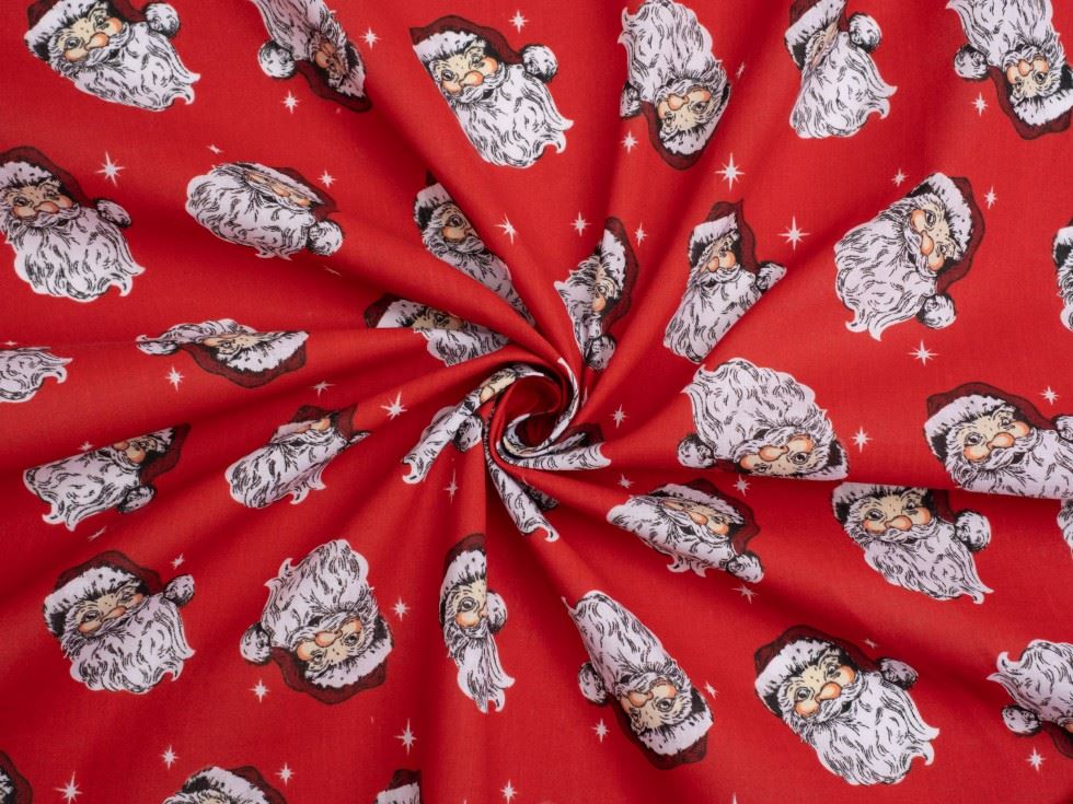 Red Printed Polycotton Fabric