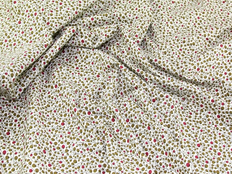 Cotton Lawn Fabric Olive & Wine