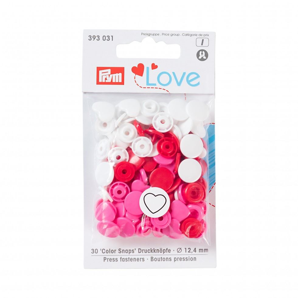 Prym Red White Pink Love Heart Snaps Press Fasteners