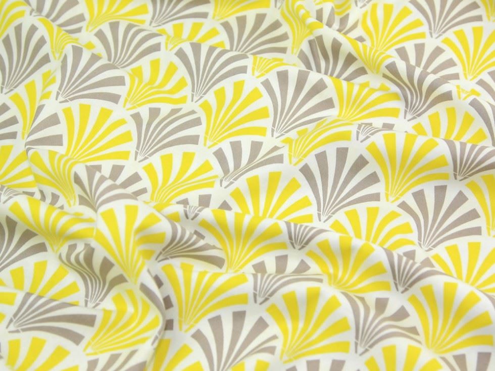 Camelot Fabrics 100% Cotton Poplin Fabric Yellow & Grey
 