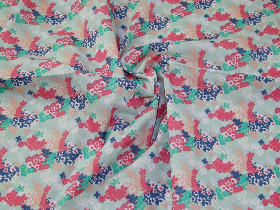 Blue Printed Polycotton Fabric