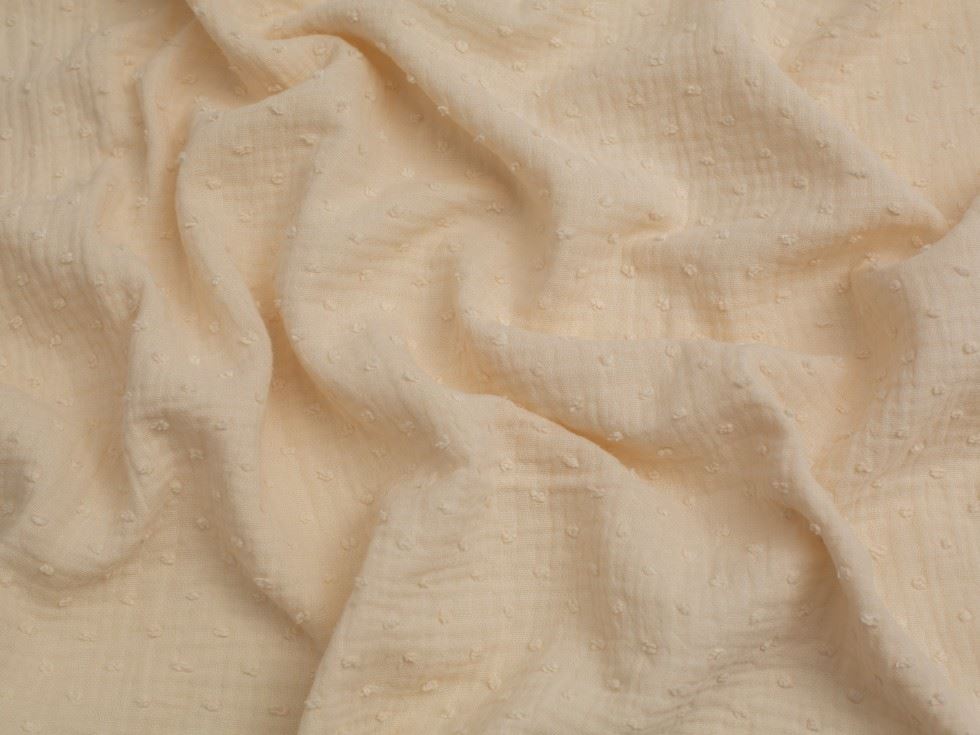 Swiss Dot Cotton Double Gauze Fabric Natural Cream