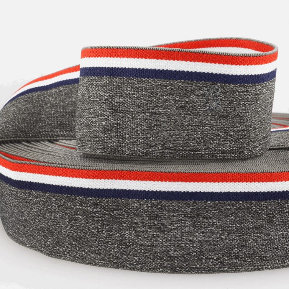 Stephanoise Stripe Flat Elastic Grey
 