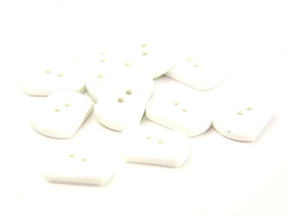 Dill Rectangular Carved Buttons (Value Pack) White
 