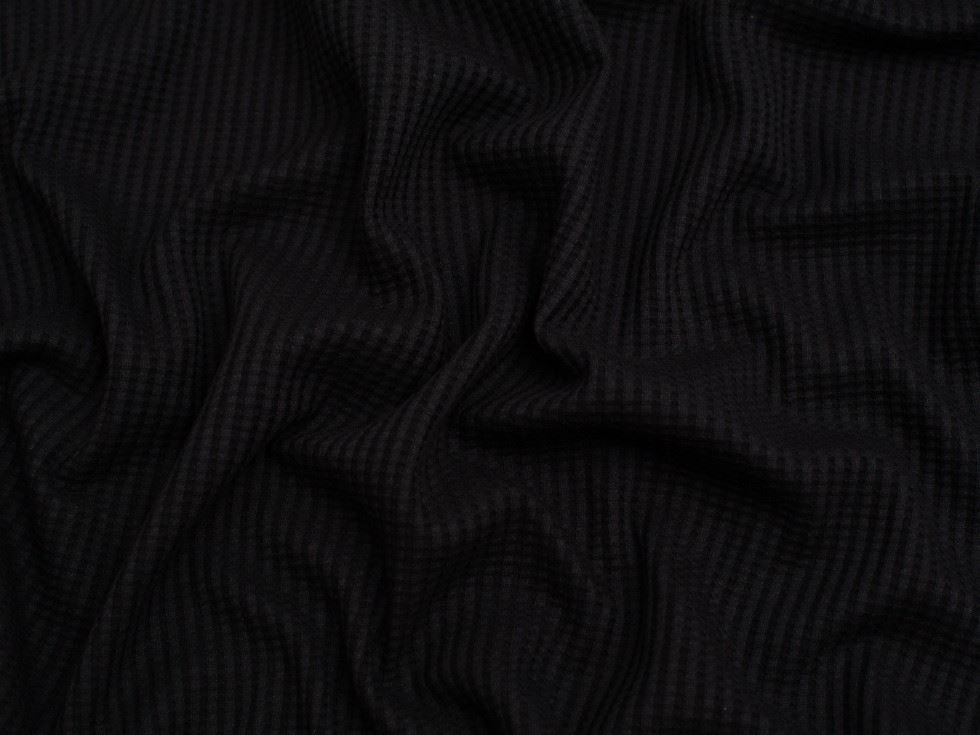 Minerva Core Range Waffle Textured Stretch Knit Fabric Black
 