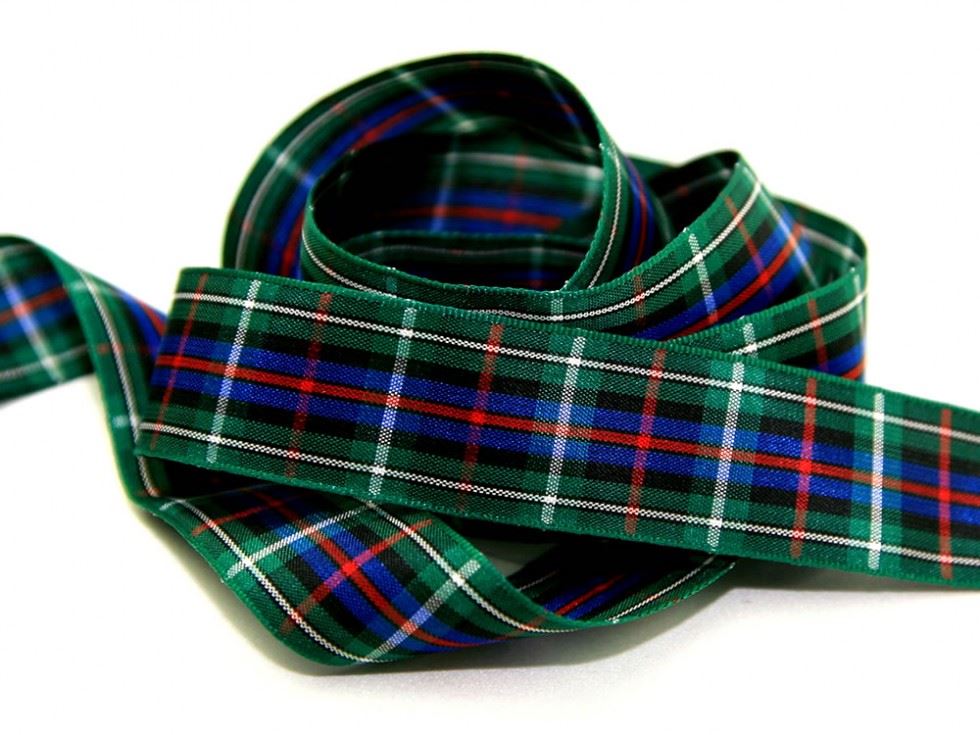 Berisfords Woven Tartan Ribbon (Value Roll) 8 Rose
 