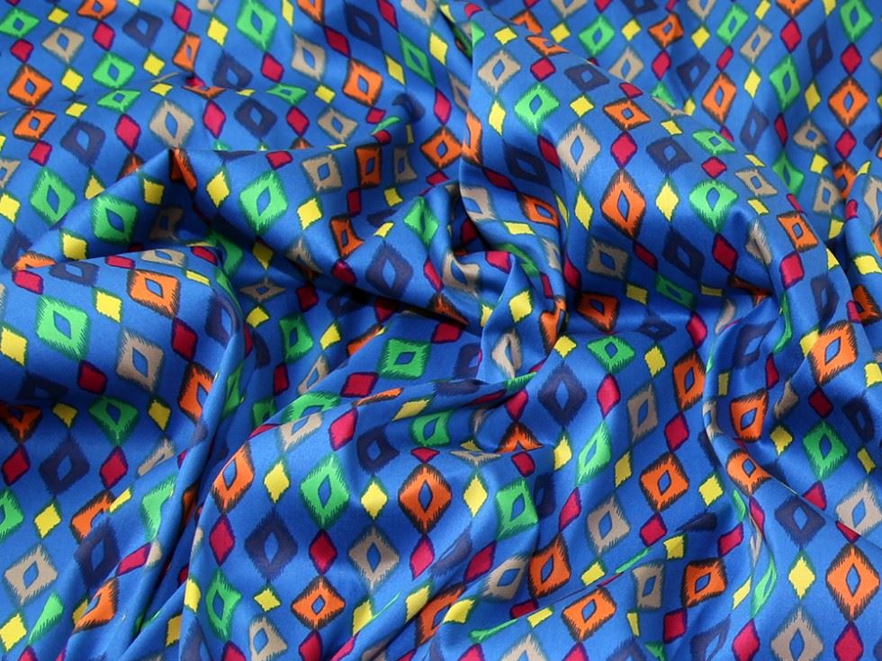 Blue Deadstock Woven Stretch Cotton Sateen Fabric