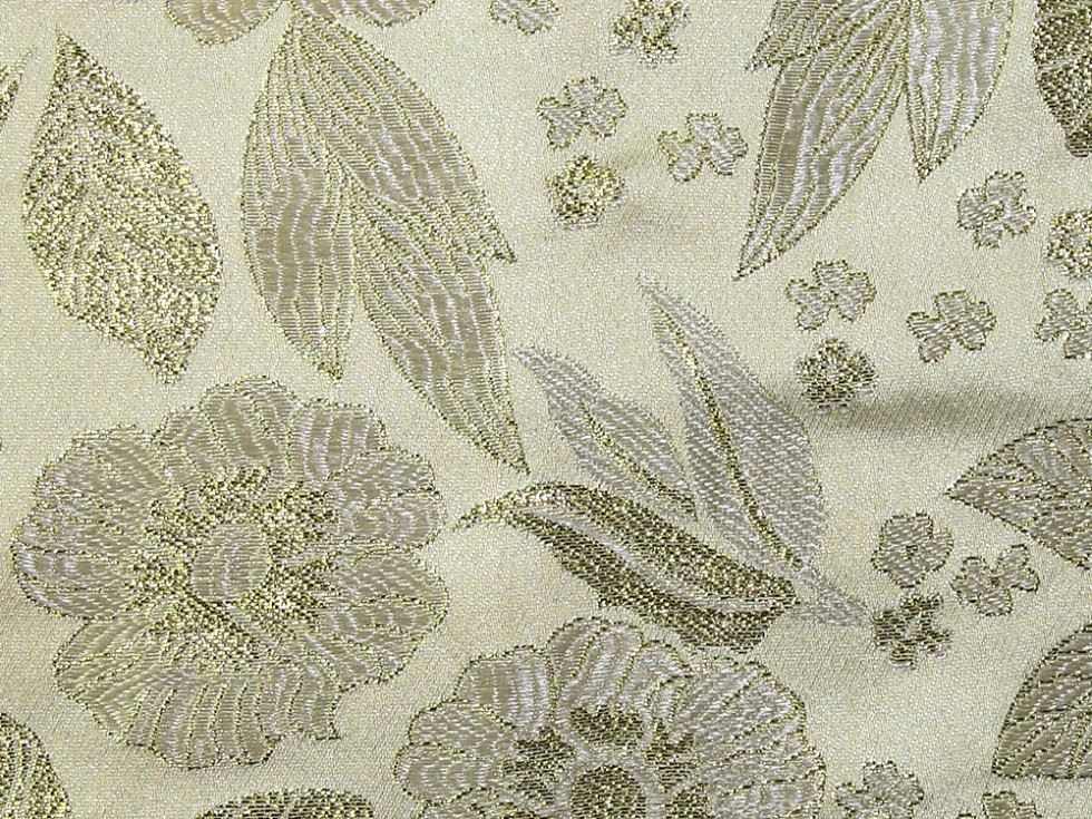 Dark Cream Deadstock Metallic Woven Brocade Fabric
