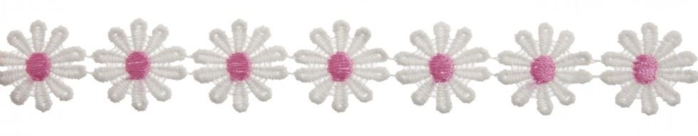 Essential Trimmings Neon Pink Daisy Guipure Lace Trim (Value Roll)