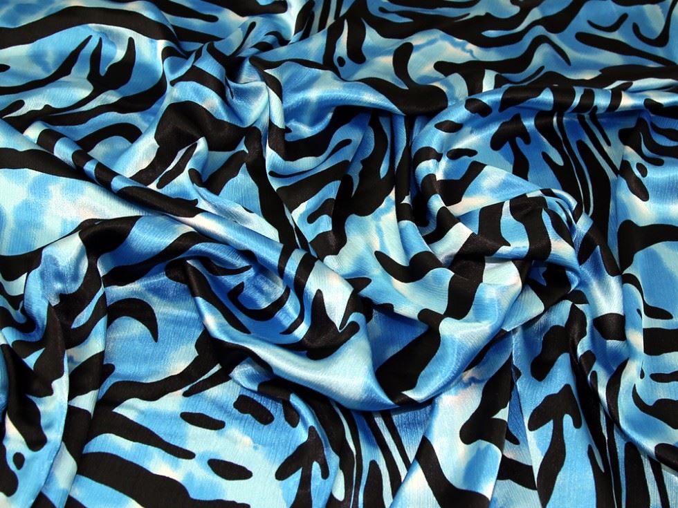 Turquoise Deadstock Crinkle Satin Fabric