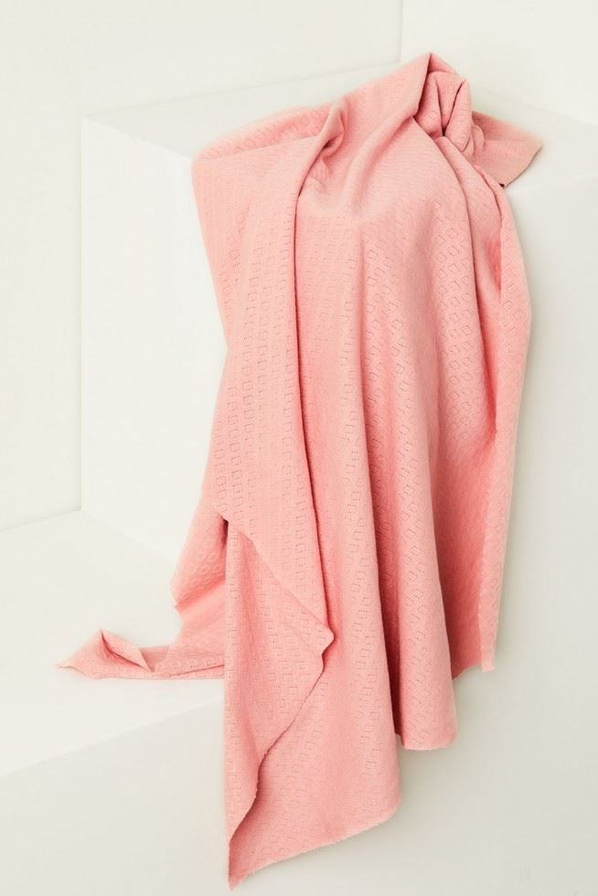 Mind The Maker Sweet Peach Gem Pointelle Jersey Stretch Knit Fabric