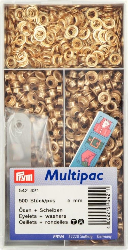 Prym Gold Metal Eyelets With Washers