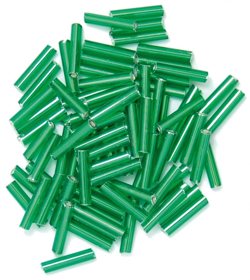 Craft Factory Green Glass Bugle Beads