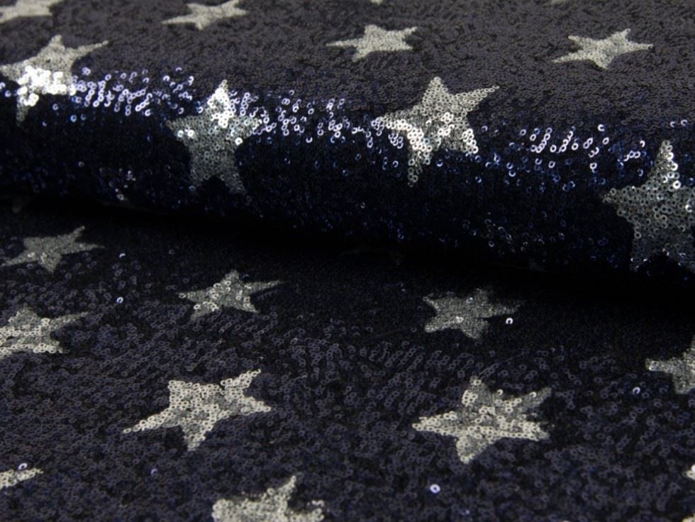 Deadstock Sequin Mesh Fabric Navy Blue
 
