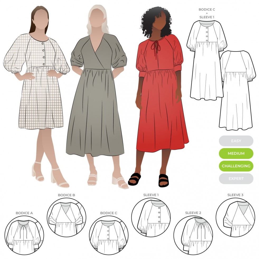 Style Arc Paper Sewing Pattern Hope Dress Extension Pack