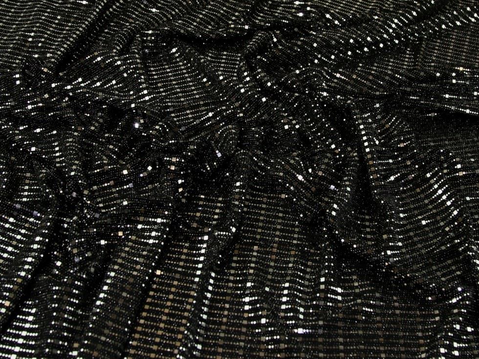 Silver Deadstock Sequin Stretch Knit Fabric