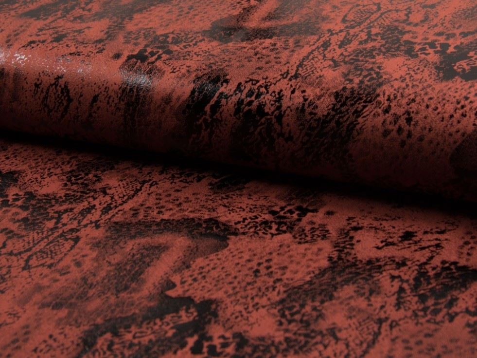 Deadstock Foil Print Faux Suede Fabric Rust
 