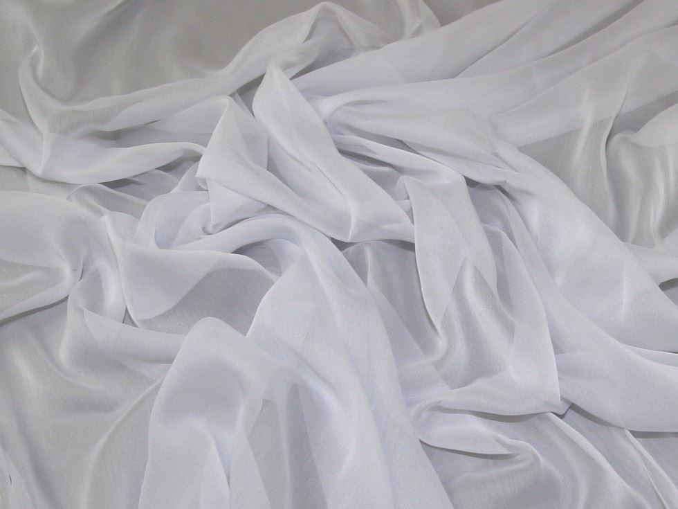 Minerva Core Range White Gemini Crinkle Sheer Chiffon Fabric