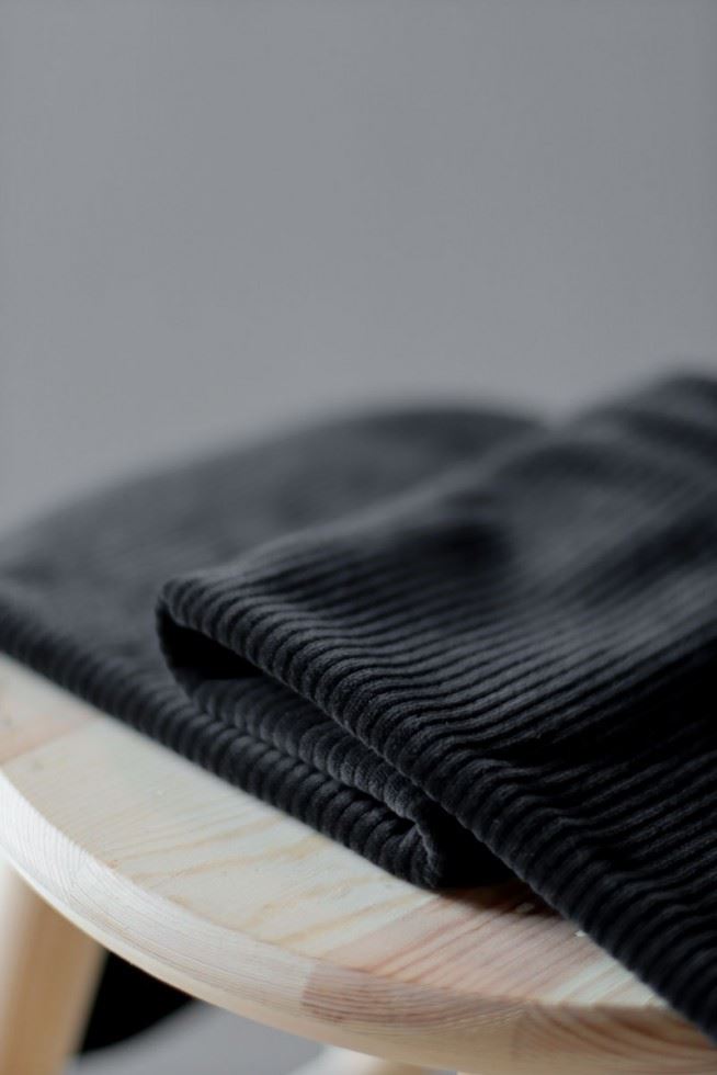 Mind The Maker Black Organic Cotton Velvety Cord Fabric