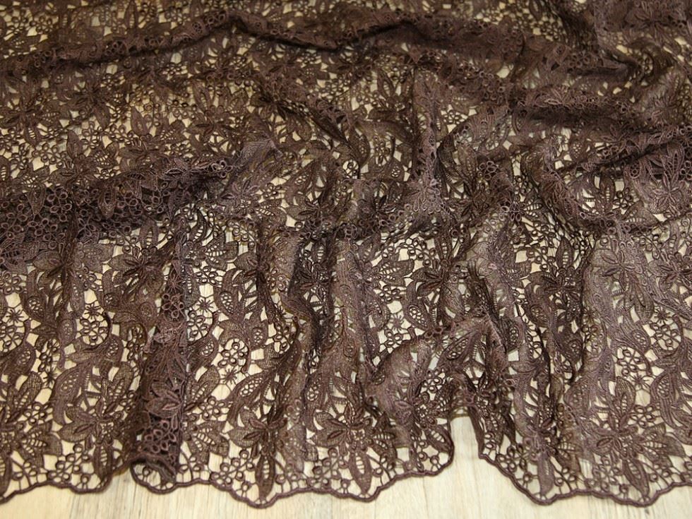 Brown Deadstock Heavy Guipure Lace Fabric