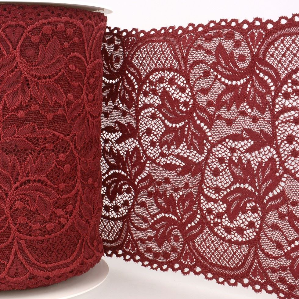 Stephanoise Burgundy Stretch Lace Trim