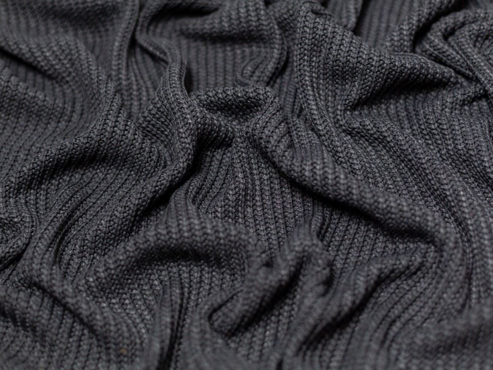 Minerva Core Range Anthracite Chunky Cotton Sweater Knit Stretch Fabric