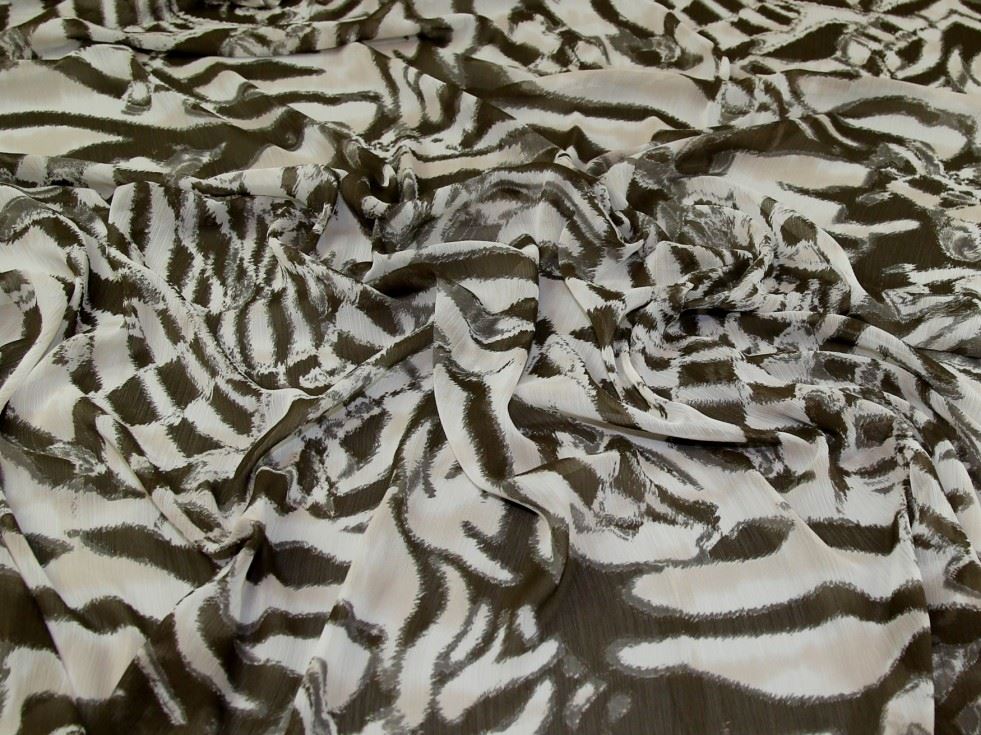Grey Deadstock Crinkle Sheer Chiffon Fabric