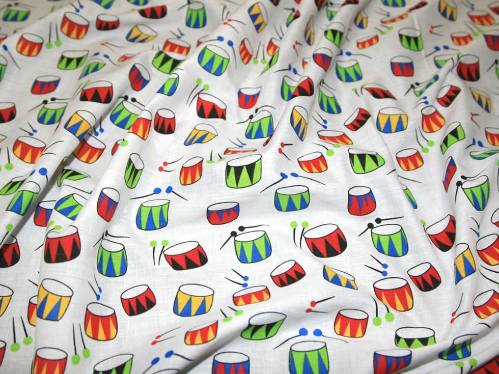 Printed Polycotton Fabric Multicoloured
 