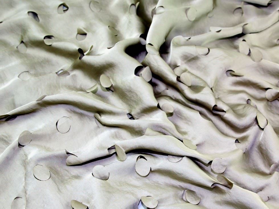 Deadstock Cut Out Charmeuse Silky Satin Fabric Pale Gold