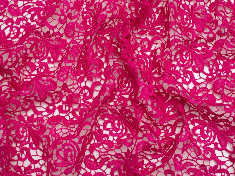Minerva Core Range Cerise Pink Heavy Guipure Lace Fabric