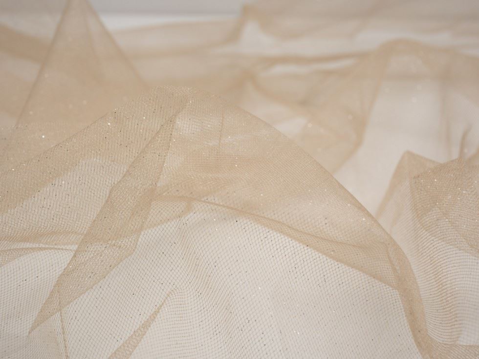 Minerva Core Range Gold Stardust Glitter Tulle Fabric