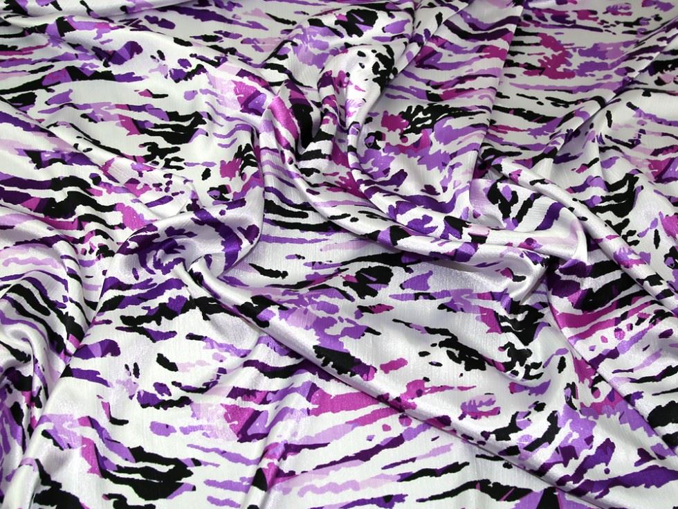 Purple Deadstock Crinkle Satin Fabric