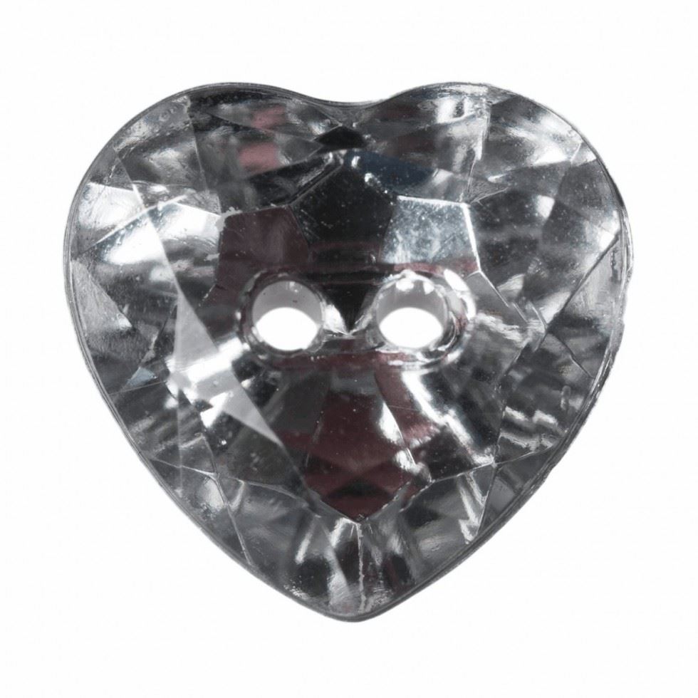 Hemline Clear Heart Faceted Buttons